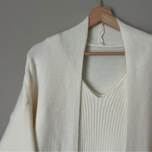 NWOT White Knit V-Neck Two Piece Sweater Dress - Picture 3 of 5